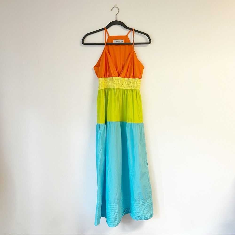 ADELYN RAE Colorblock Poplin Midi Dress Size Medium - Picture 3 of 6